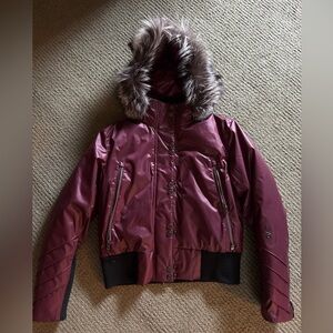 Spyder Women's Maroon Ski Jacket with Fur Hood